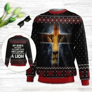 Christianartbag 3D Sweater, My God‘s Not Dead, He’s Surely Alive, Unisex Sweater, Christmas Gift.