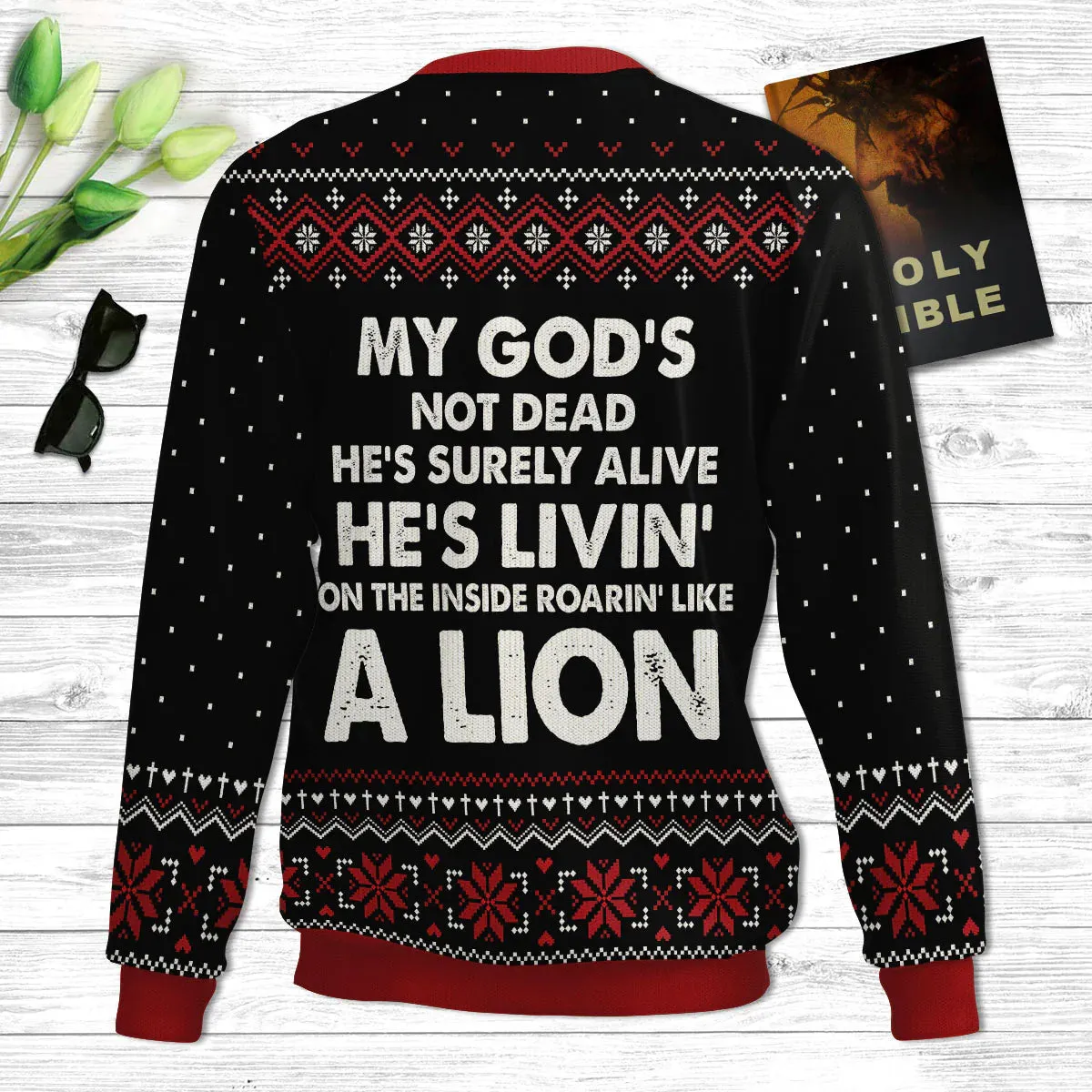 Christianartbag 3D Sweater, My God‘s Not Dead, He’s Surely Alive, Unisex Sweater, Christmas Gift.