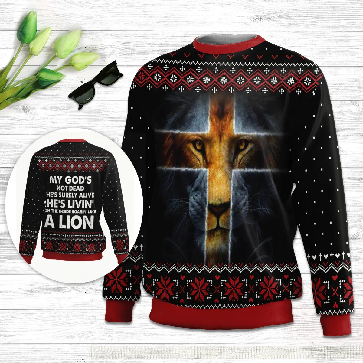 Christianartbag 3D Sweater, My God‘s Not Dead, He’s Surely Alive, Unisex Sweater, Christmas Gift.