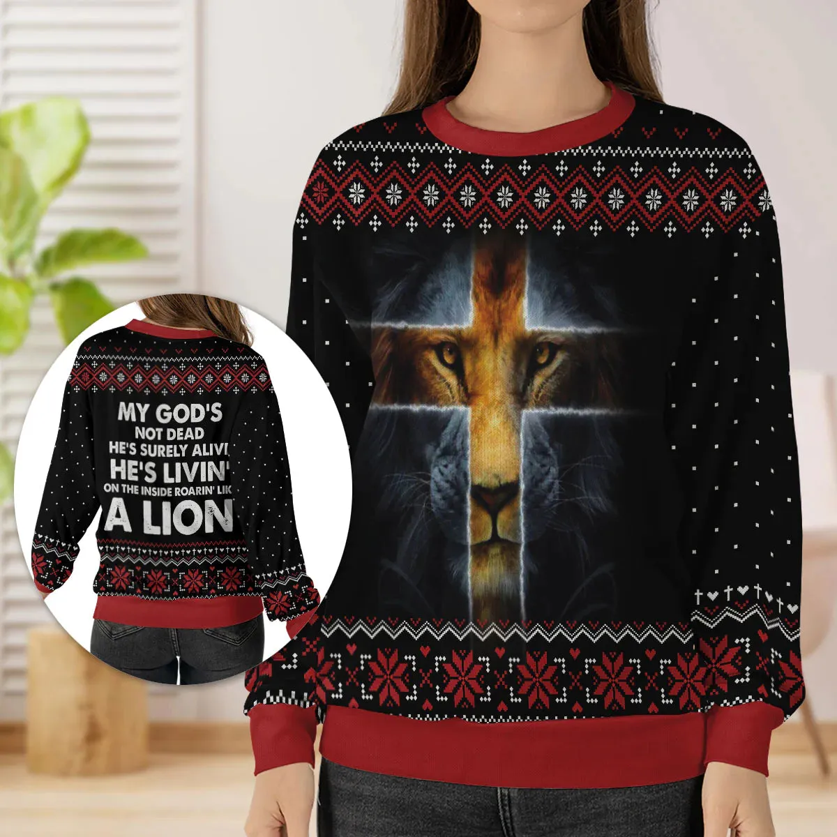 Christianartbag 3D Sweater, My God‘s Not Dead, He’s Surely Alive, Unisex Sweater, Christmas Gift.