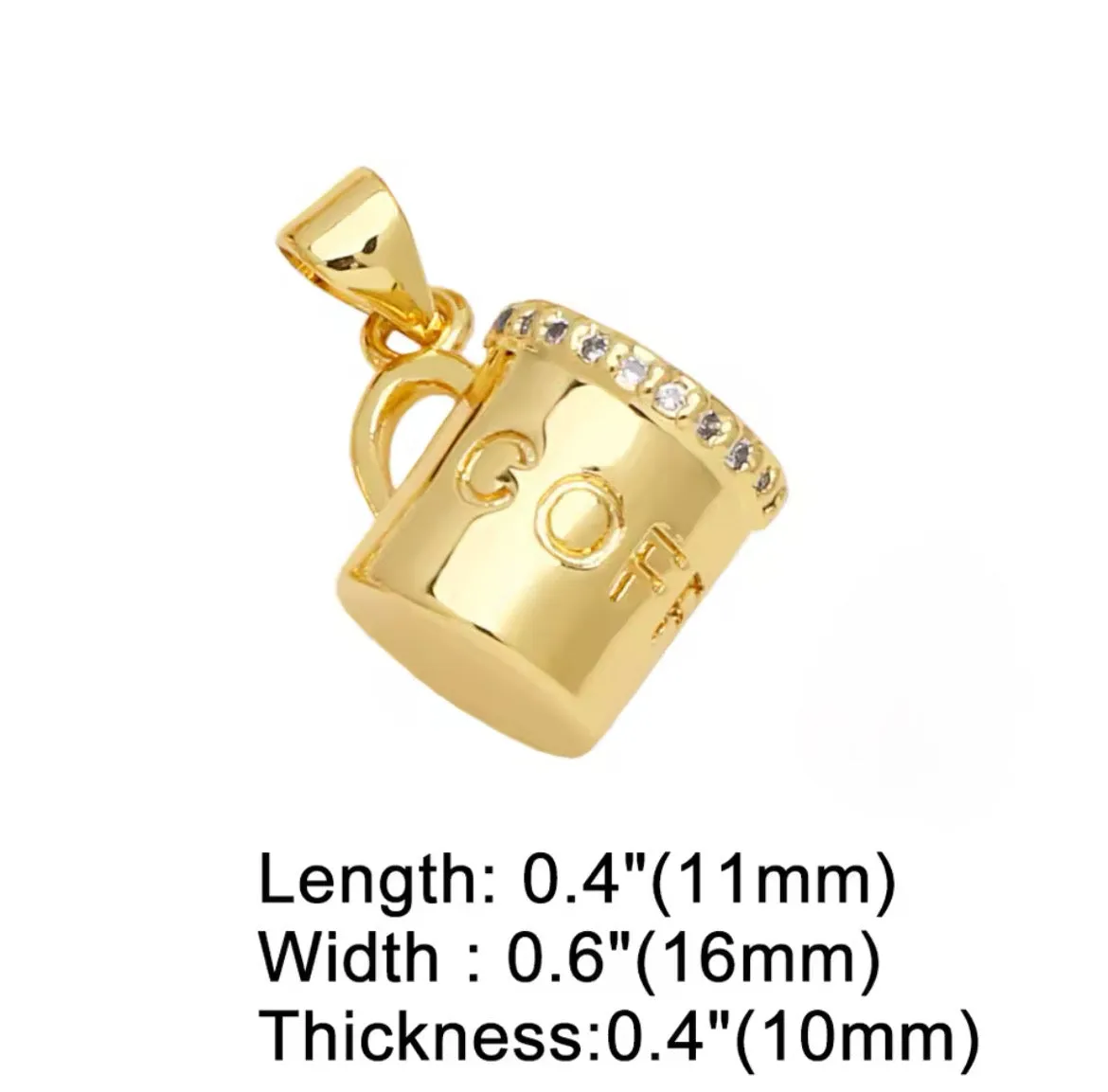 Coffee Lover’s Necklace With Coffee Maker & Mug - Gold
