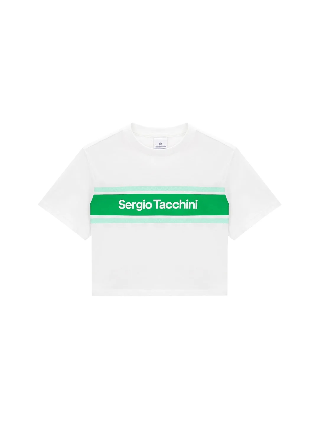 Color Block Crop T-Shirt- Off White/ Green
