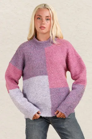 Color Block Mock Sweater - Pink