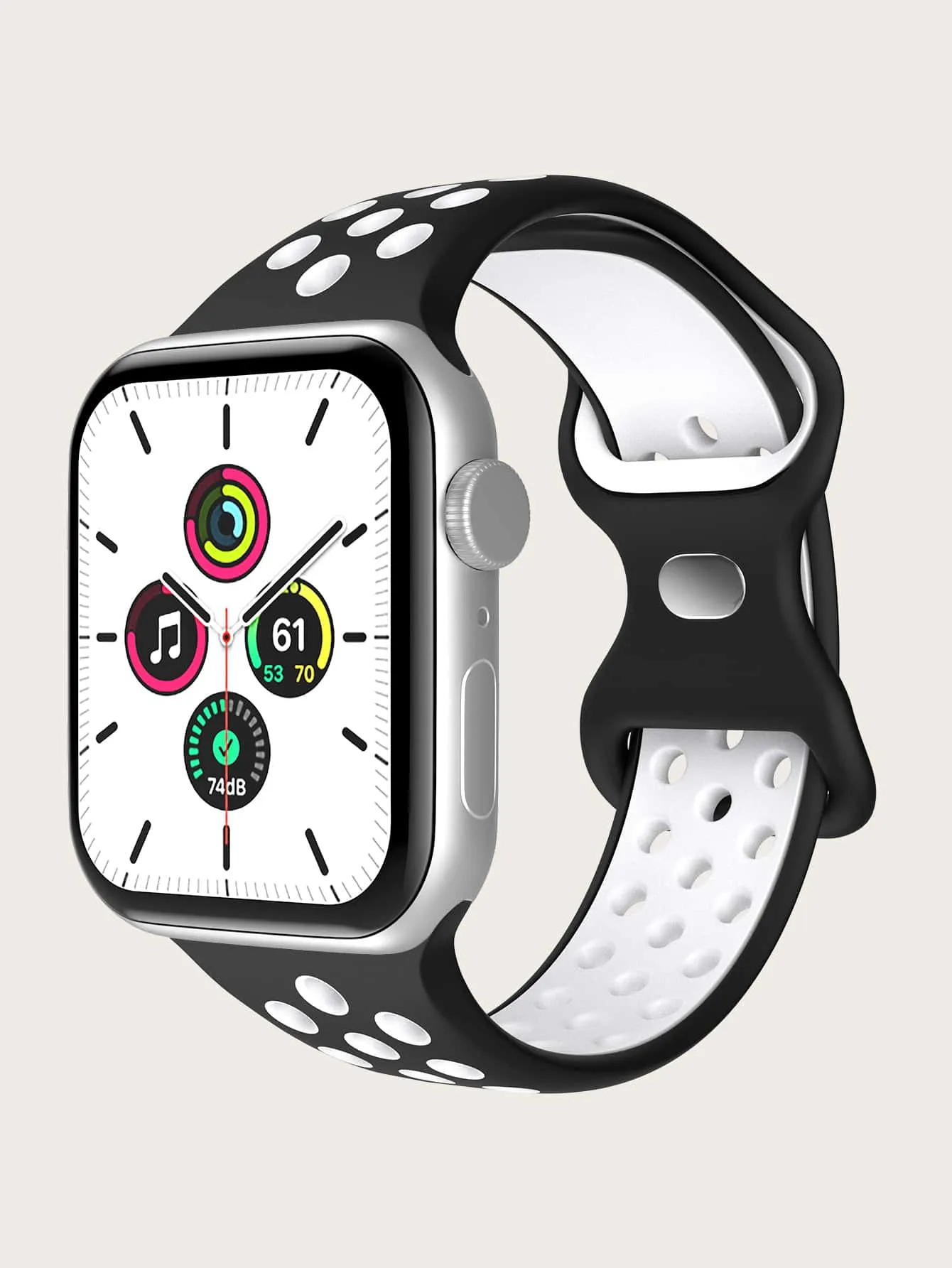 Color Block Silicone Watchband - Black and White