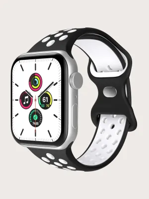 Color Block Silicone Watchband - Black and White
