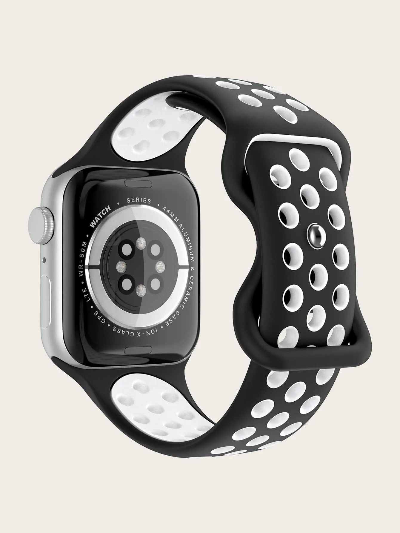 Color Block Silicone Watchband - Black and White