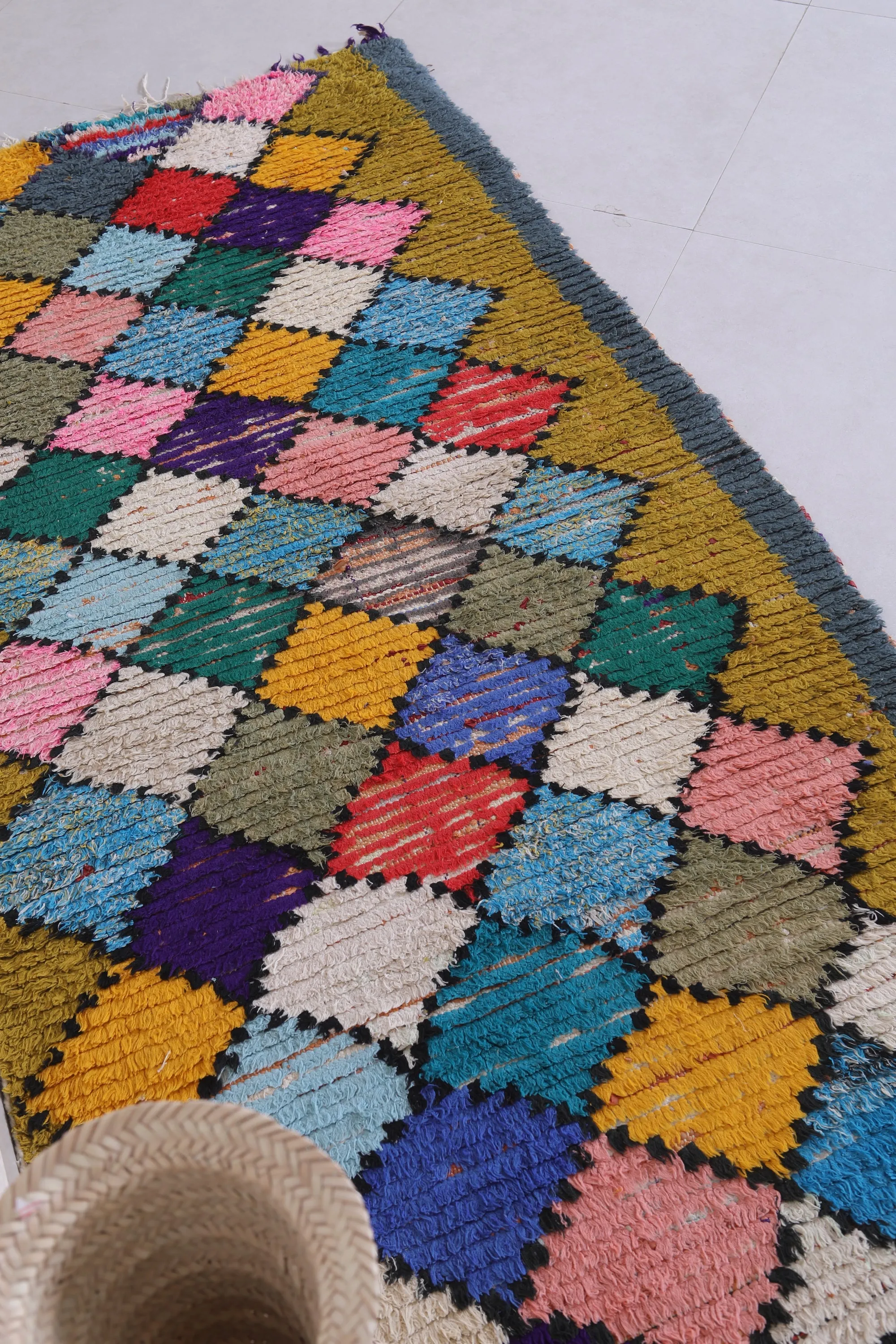 Colorful Handmade Moroccan Rug 3.1 X 6.2 FT – Vibrant Patchwork