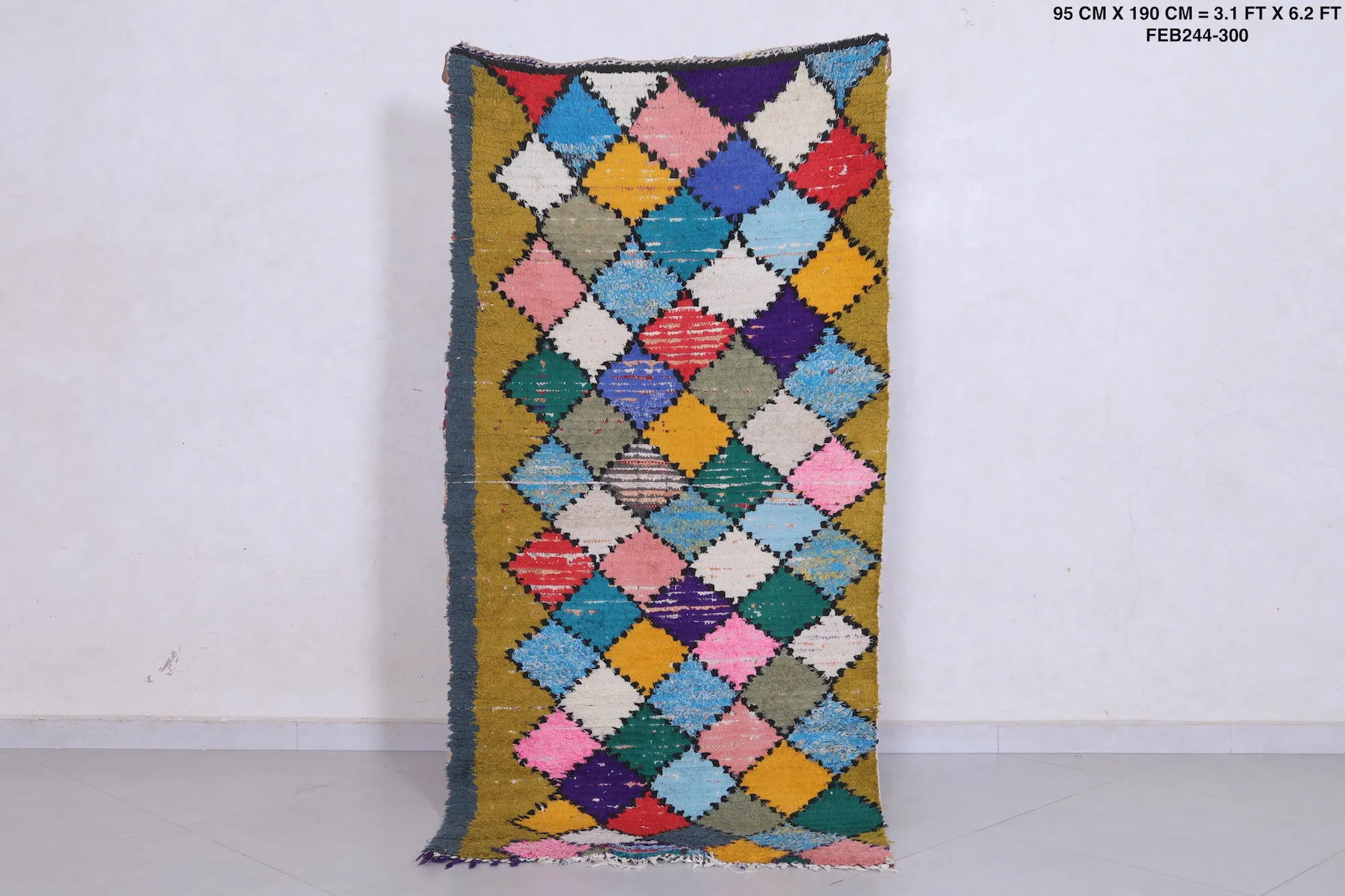 Colorful Handmade Moroccan Rug 3.1 X 6.2 FT – Vibrant Patchwork