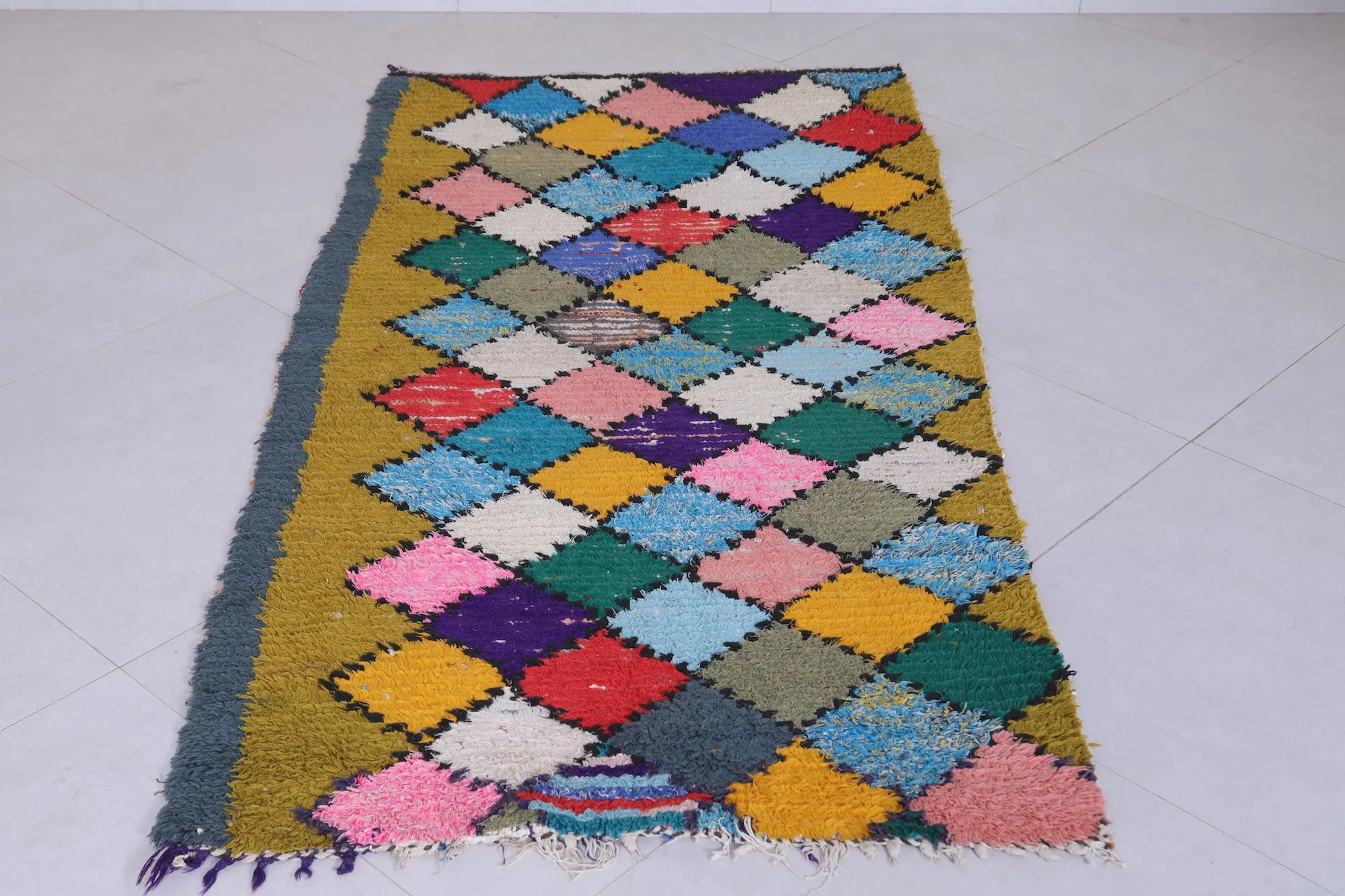 Colorful Handmade Moroccan Rug 3.1 X 6.2 FT – Vibrant Patchwork