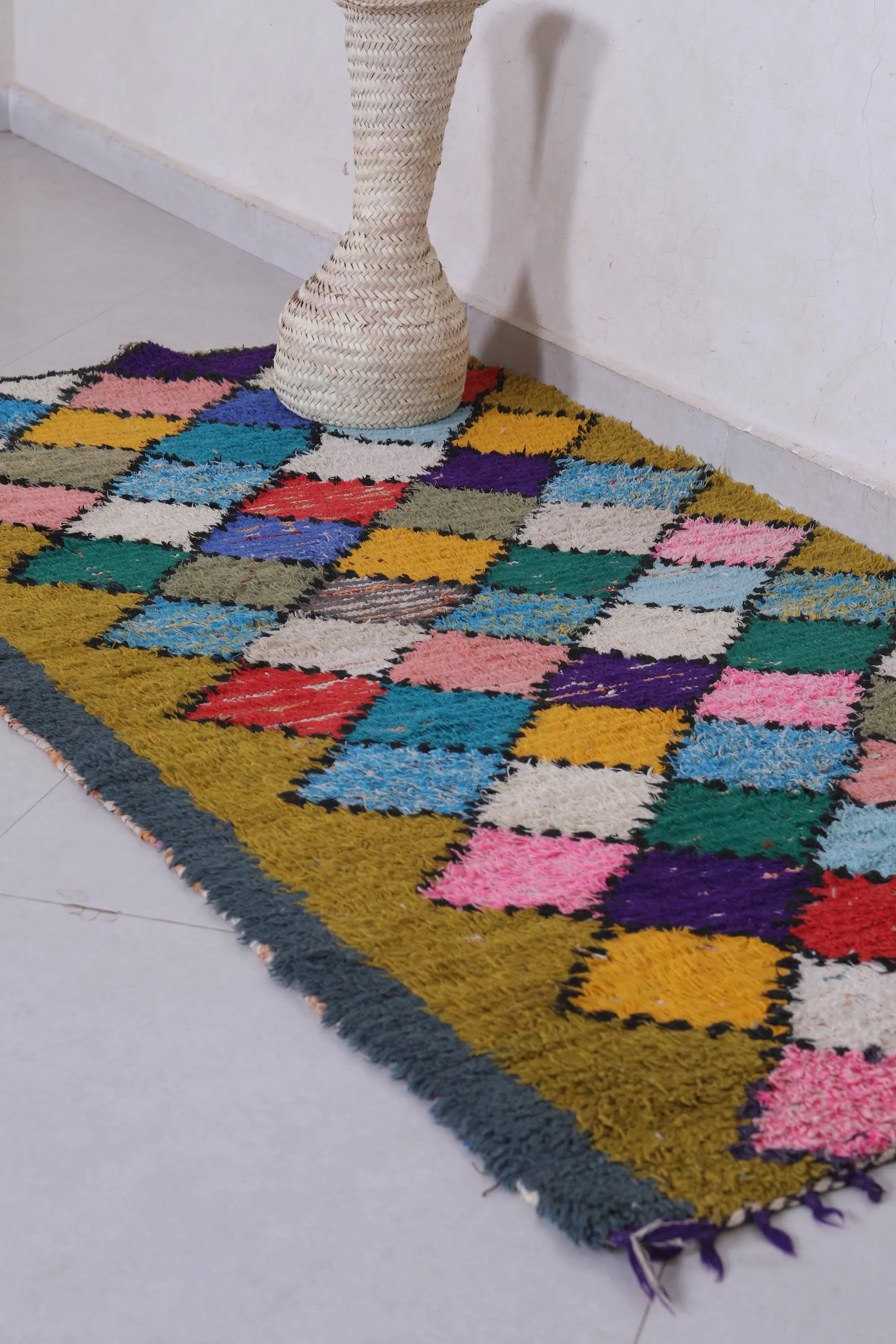 Colorful Handmade Moroccan Rug 3.1 X 6.2 FT – Vibrant Patchwork