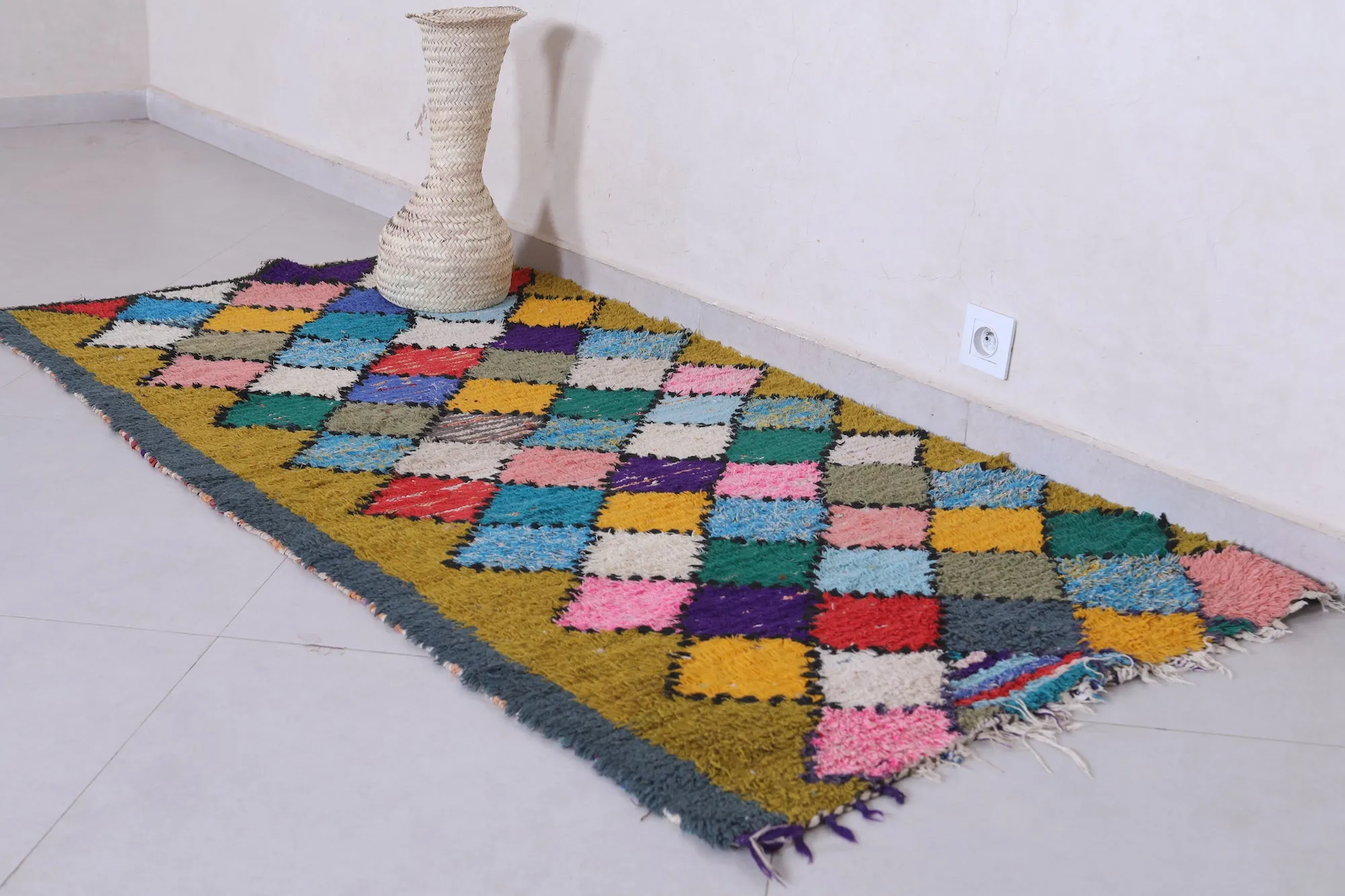 Colorful Handmade Moroccan Rug 3.1 X 6.2 FT – Vibrant Patchwork