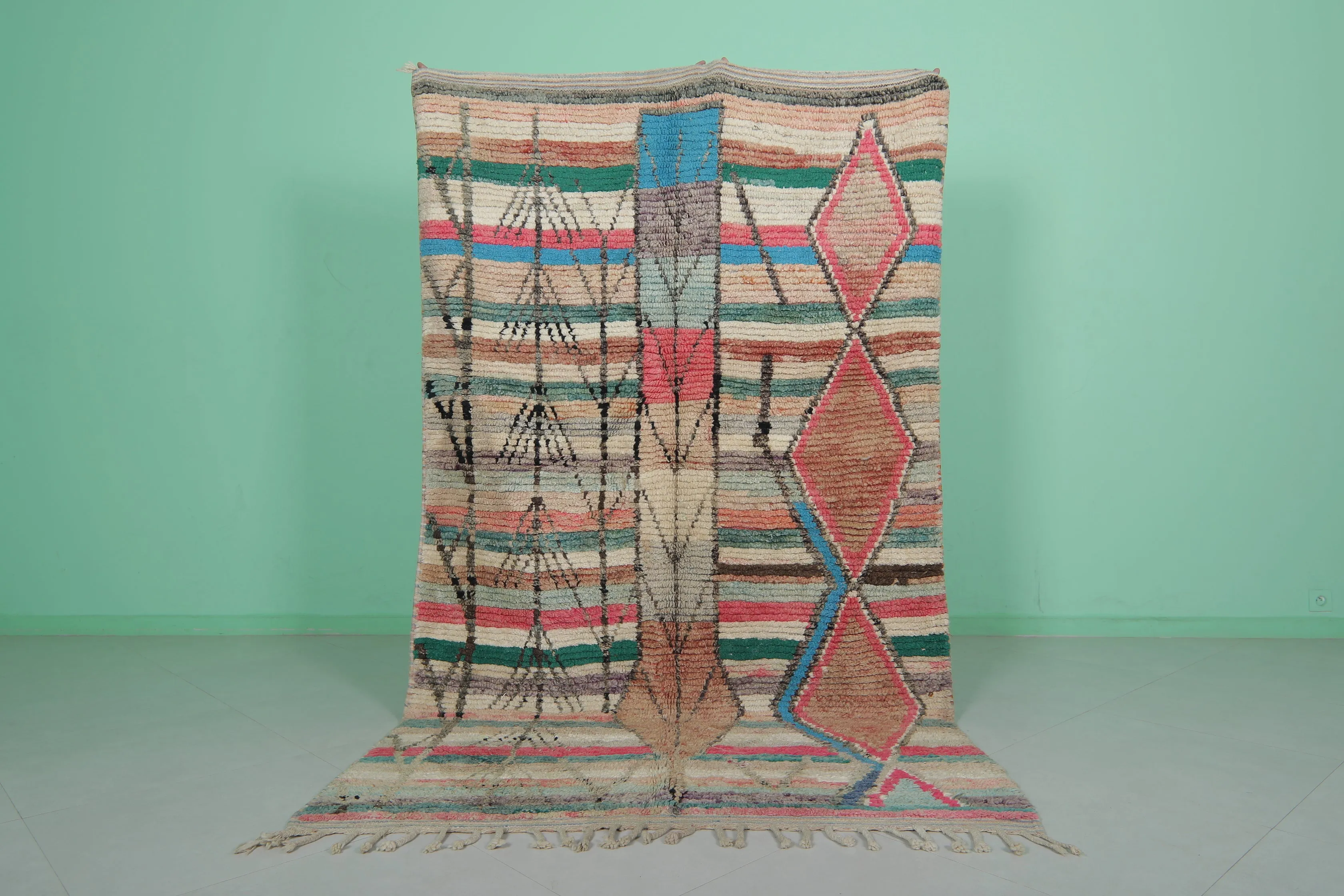 Colorful moroccan contemporary rug 4.9 FT X 8.4 FT