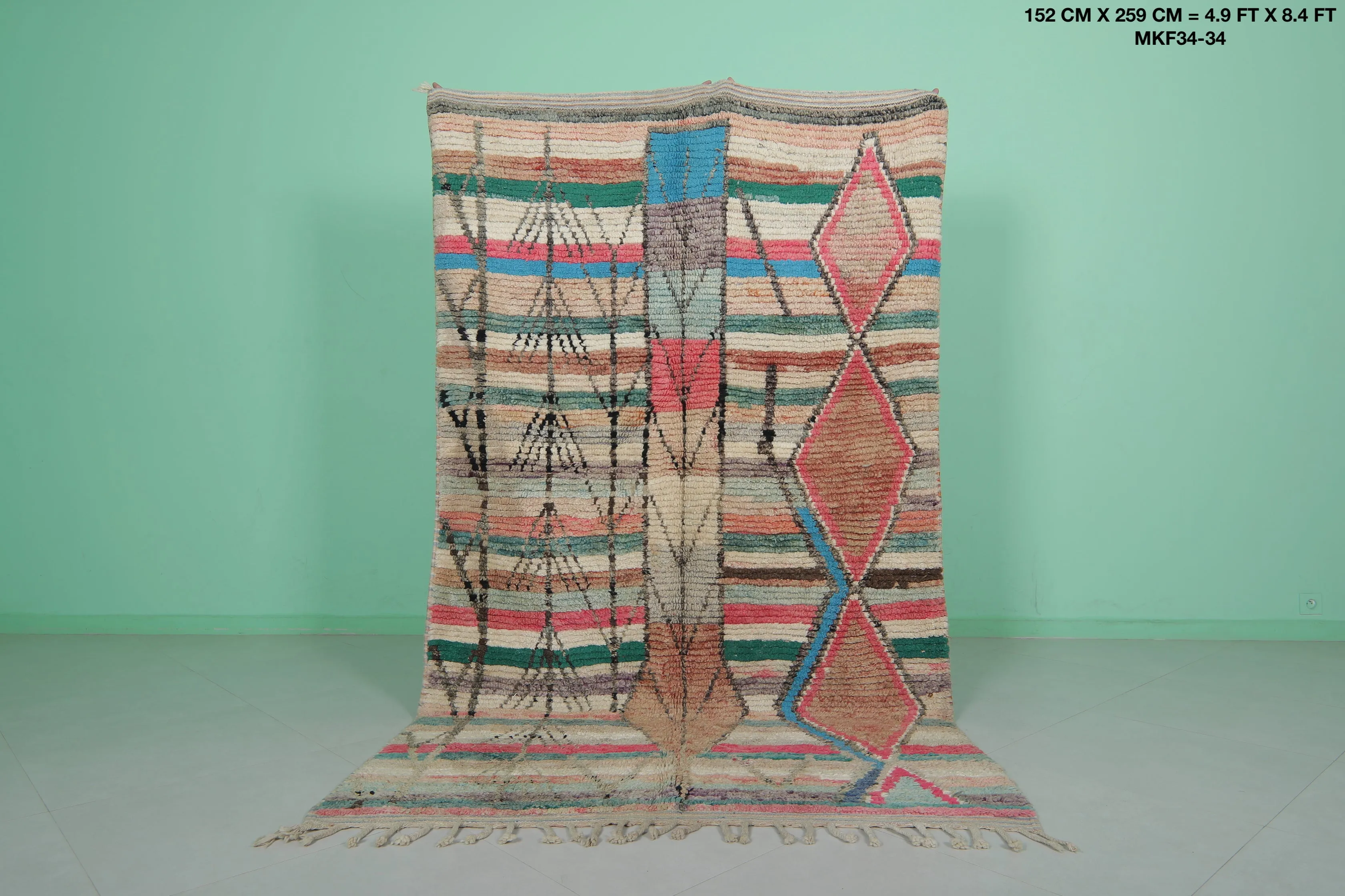Colorful moroccan contemporary rug 4.9 FT X 8.4 FT