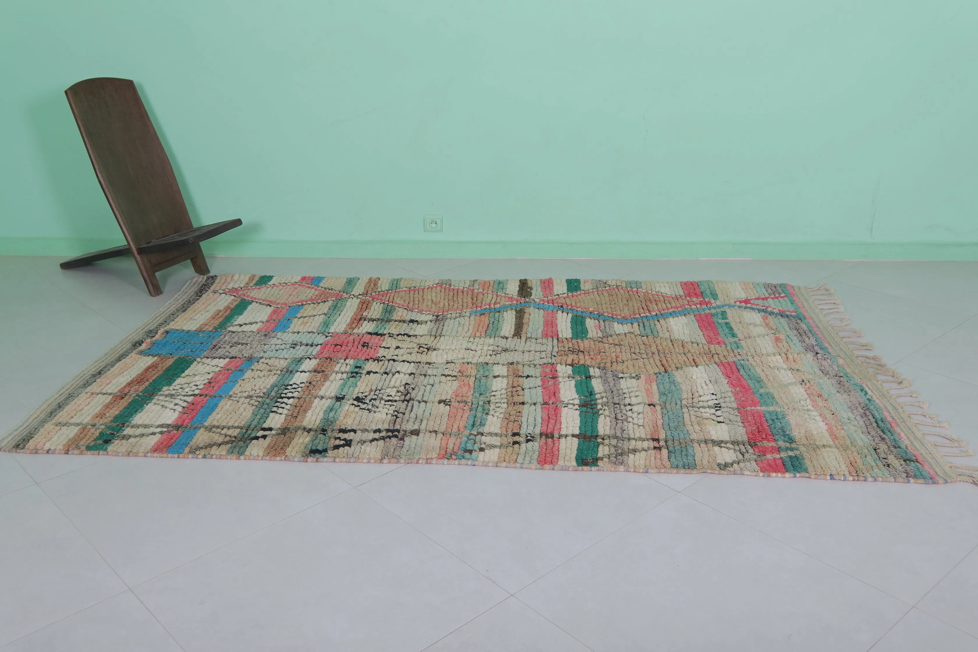 Colorful moroccan contemporary rug 4.9 FT X 8.4 FT