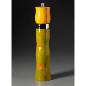 Combination in Green, Yellow, and Orange Wooden Salt and Pepper Mill Grinder Shaker by Robert Wilhelm of Raw Design