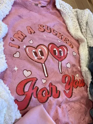 Comfort Colors Colorblast I'm A Sucker For You Retro Tee/ Super Cute Valentine's Tee