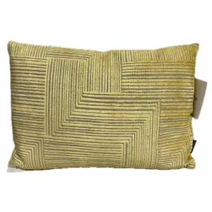 Contemporary Yellow Maze Geometric Throw Pillow with Shimmer Stripes