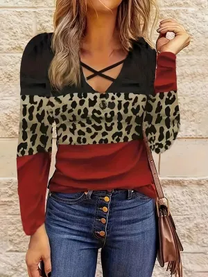 Crisscross Color Block Long Sleeve Top (3 Color Styles)