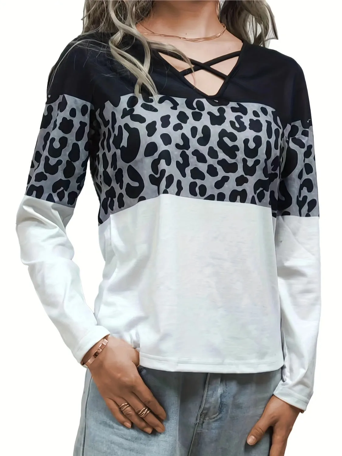 Crisscross Color Block Long Sleeve Top (3 Color Styles)