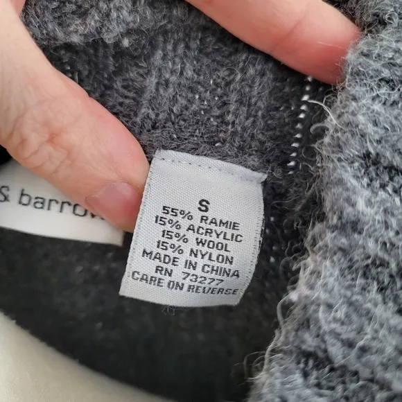 Croft &amp; Barrow VTG grey blue icelandic ski motif zip front wool blend sweater S