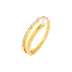 CZ X Pearl Wrap Ring