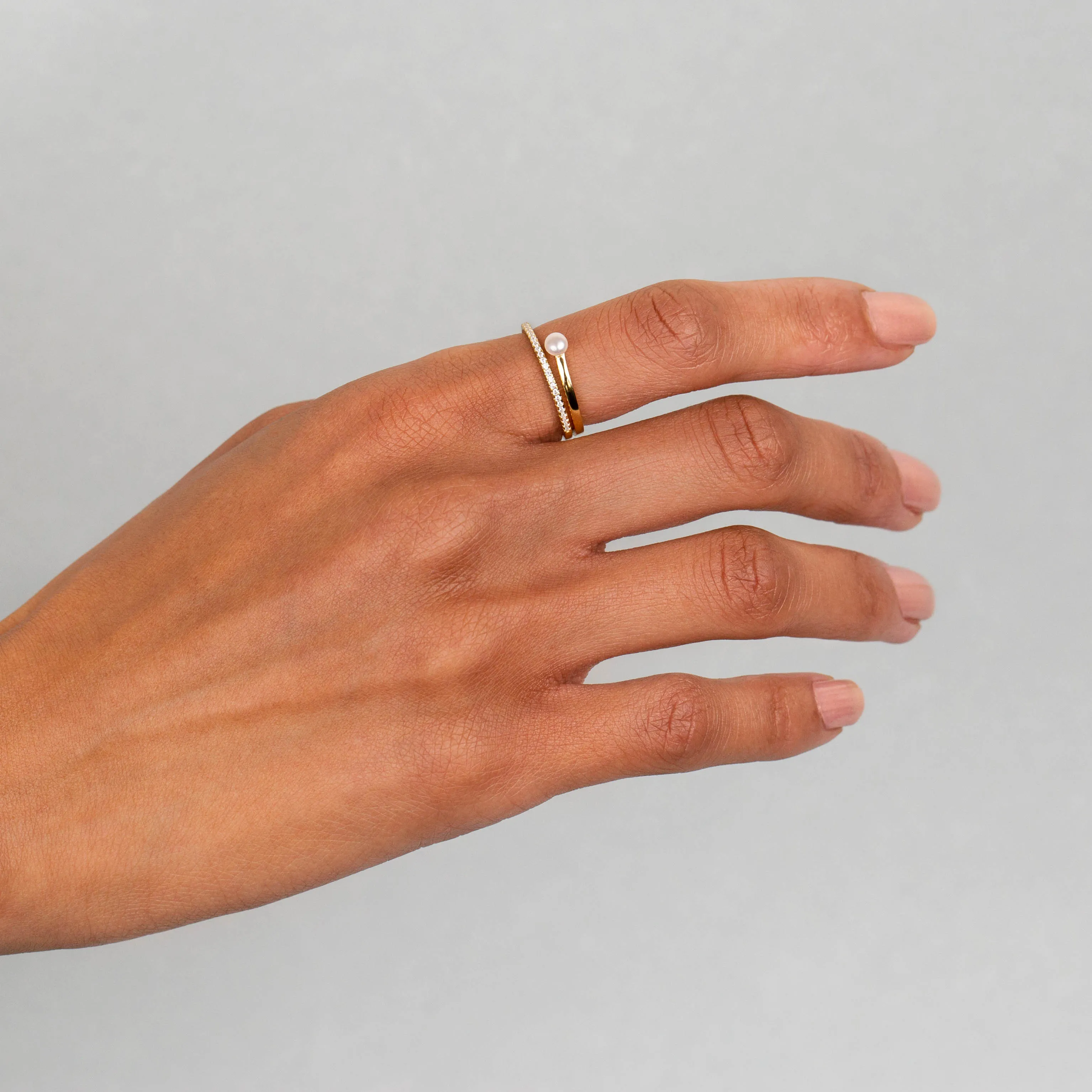 CZ X Pearl Wrap Ring