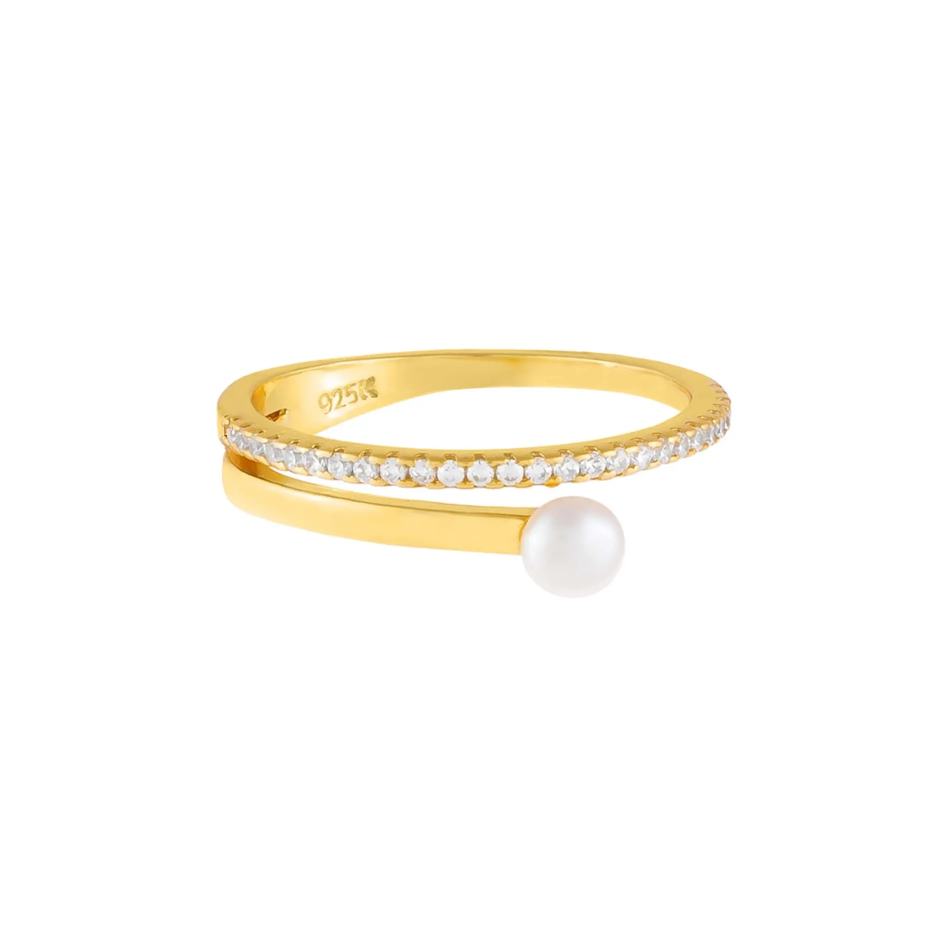 CZ X Pearl Wrap Ring