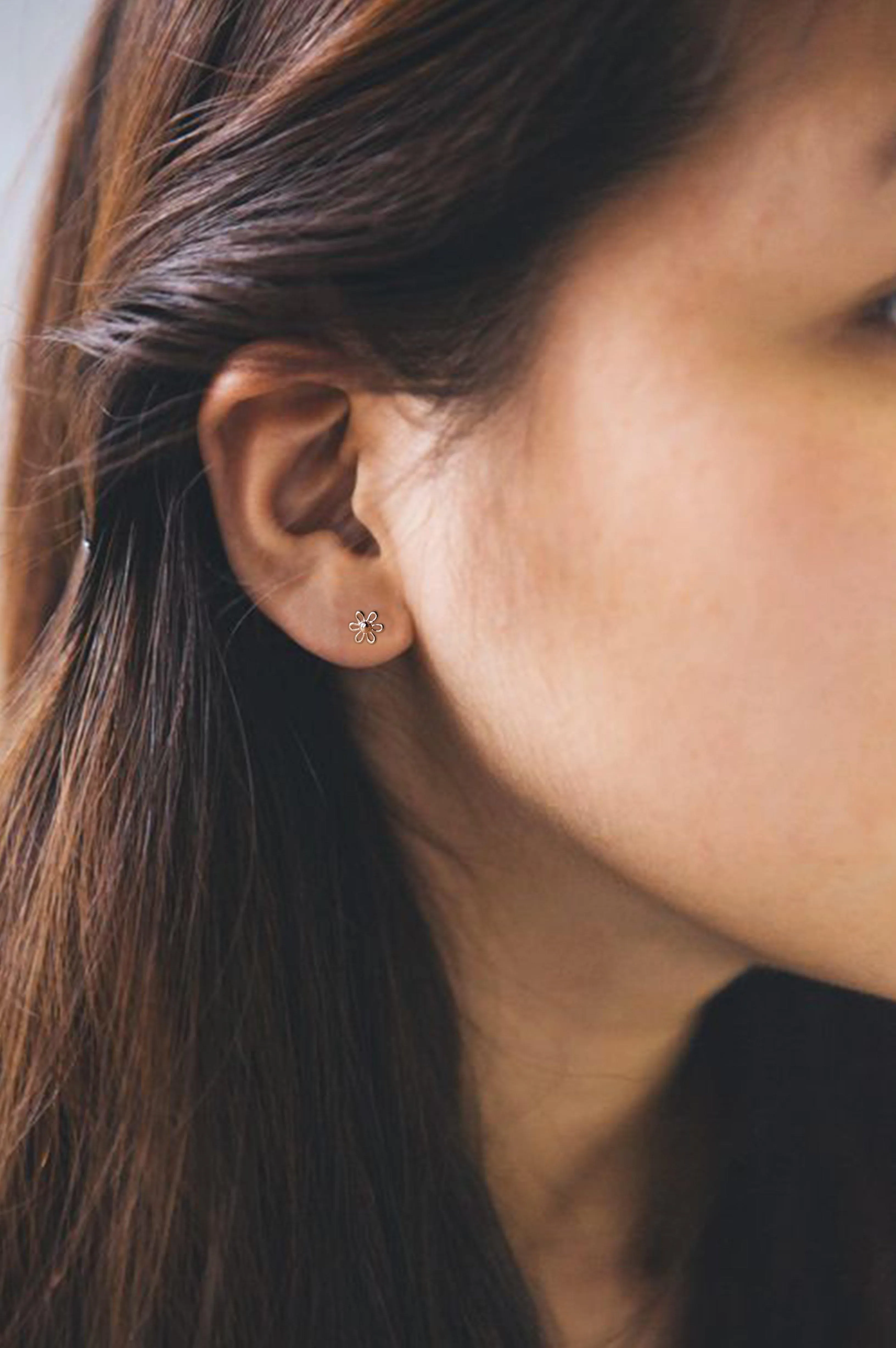 Dainty Daisy Gold Plated Mini Sterling Silver Stud Earrings