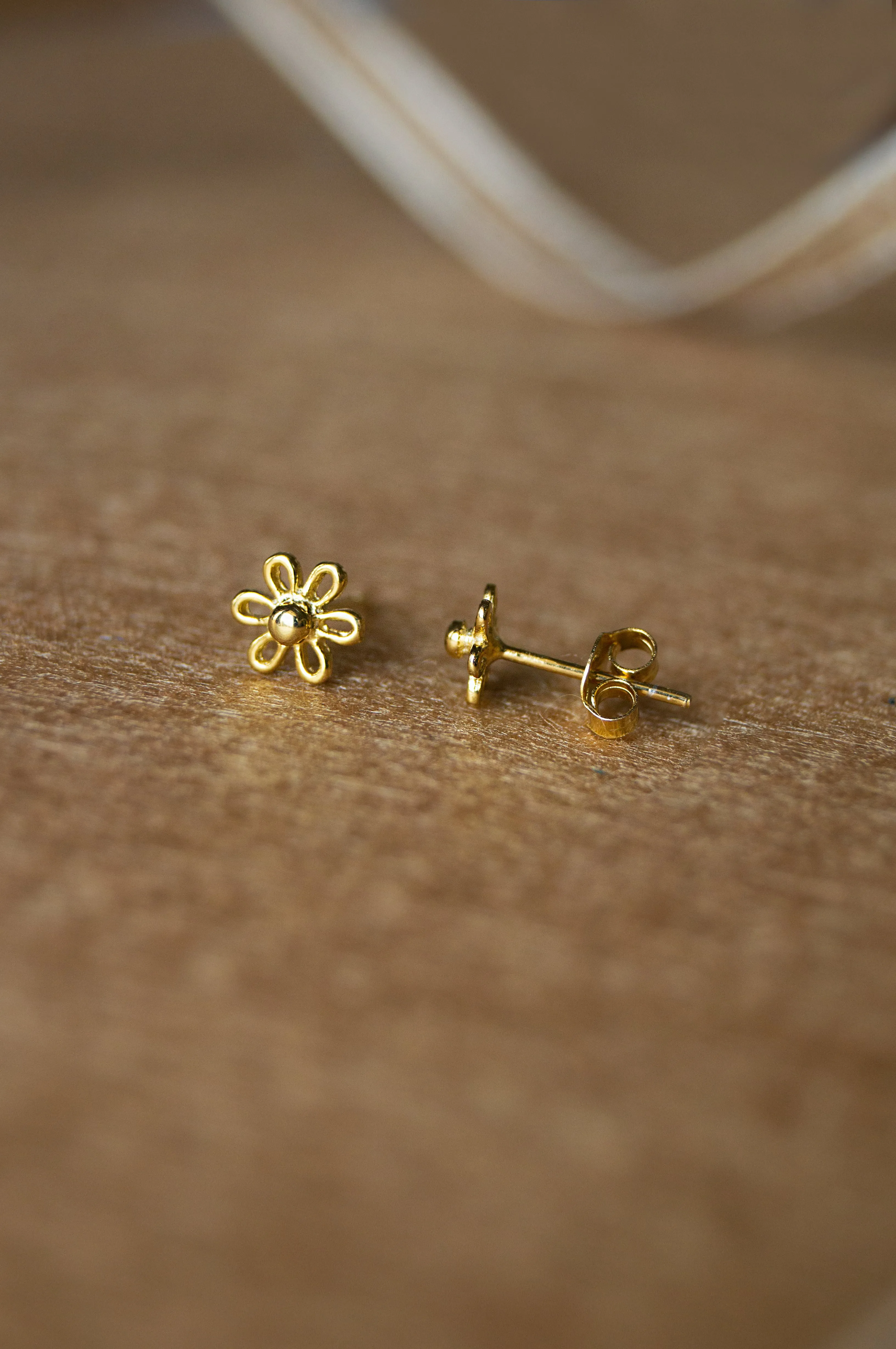 Dainty Daisy Gold Plated Mini Sterling Silver Stud Earrings