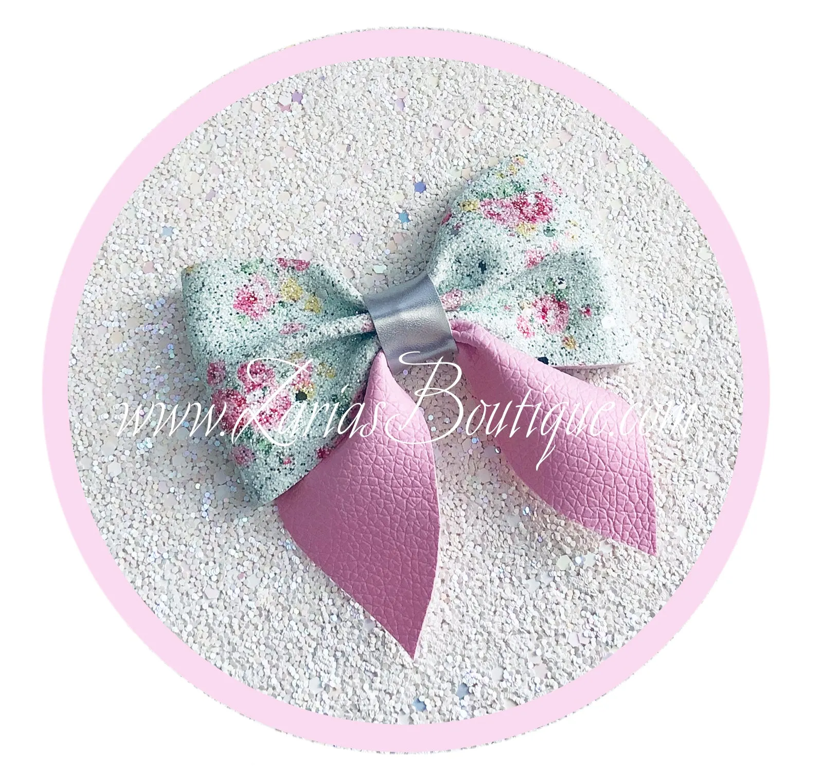Dainty Floral Glitter ~  3 Colours ~ Pink ~ White ~ Green