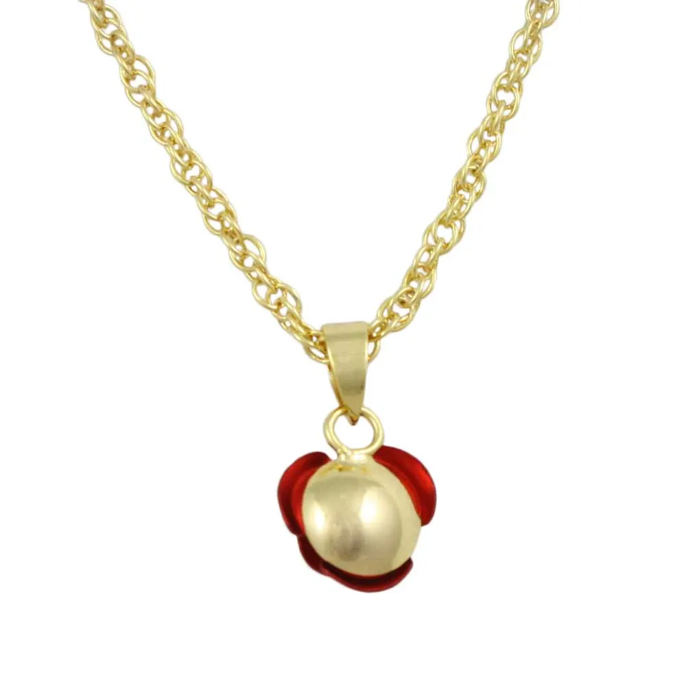Dainty Red Rose Pendant on Gold-plated Chain - FE510N