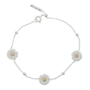 Daisy and Ball Silver and Gold Chain Bracelet