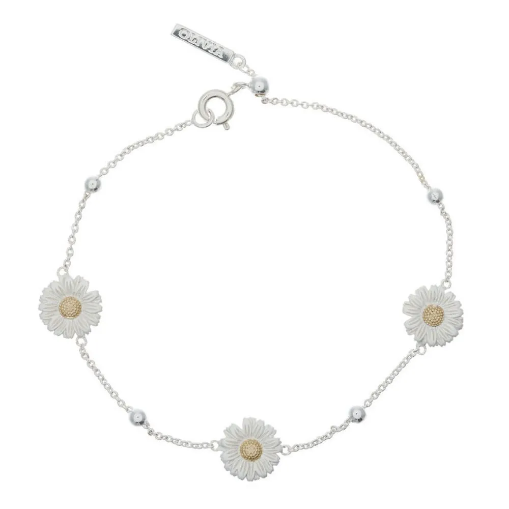 Daisy and Ball Silver and Gold Chain Bracelet