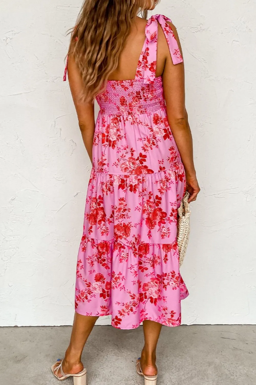 Denali Tied Printed Sleeveless Tiered Dress