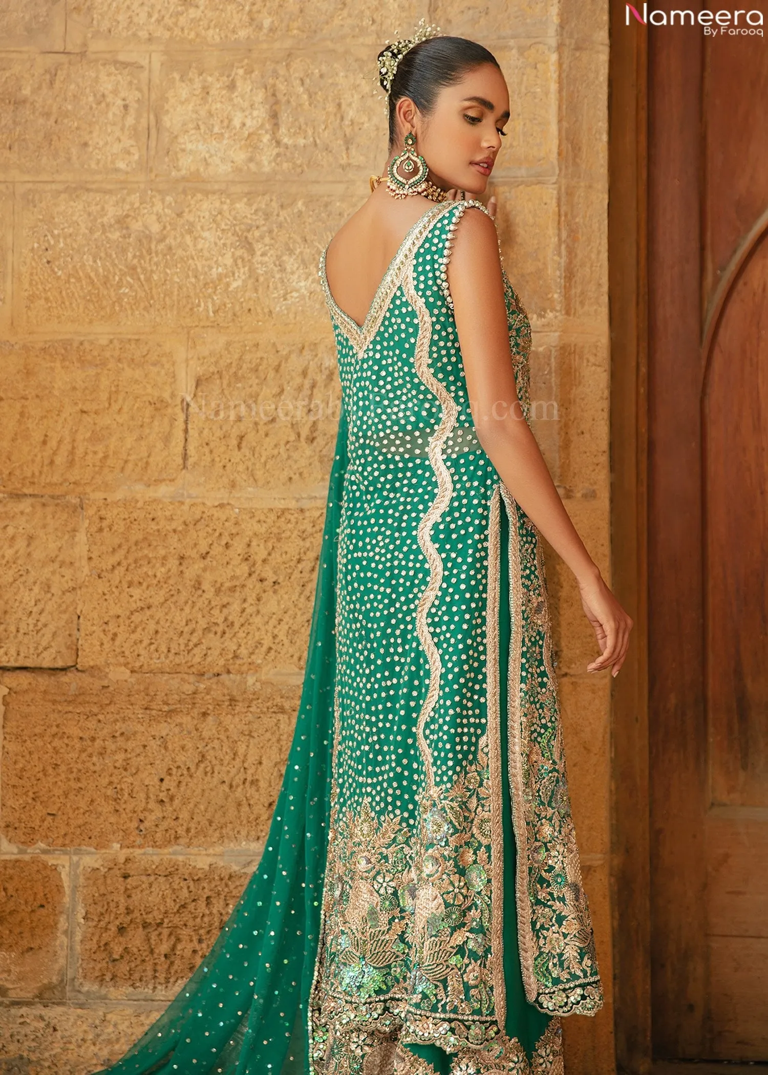 Designer Bridal Pakistani Bottle Green Lehenga #BN970