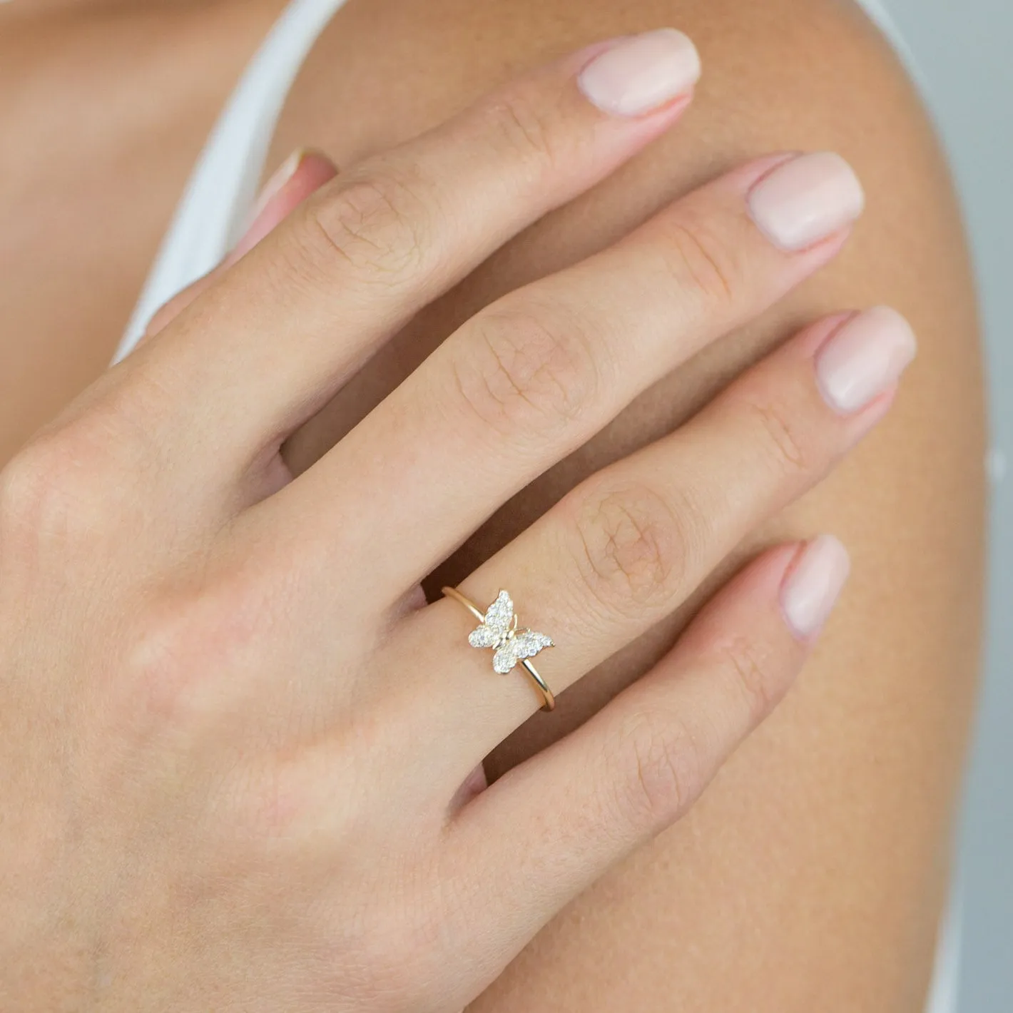 Diamond Butterfly Ring 14K