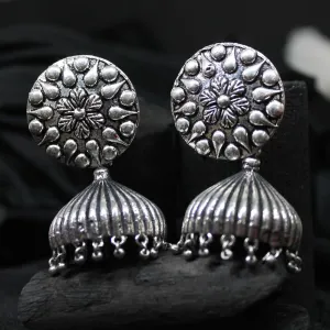 Divyashi Silver Oxidized Dome Jhumkis