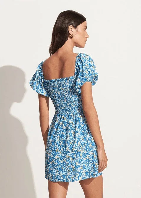 Domenica Mini Dress (Lou Floral Print Blue)