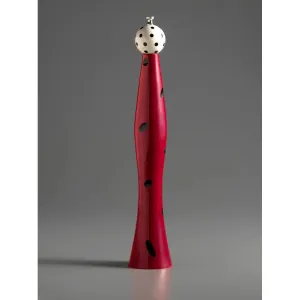 E2-6 in Red, Black, White Wooden Pepper Mill Grinder by Robert Wilhelm of Raw Design