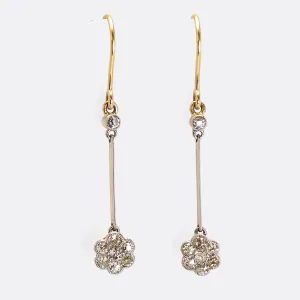 Edwardian Diamond Flower Cluster Earrings