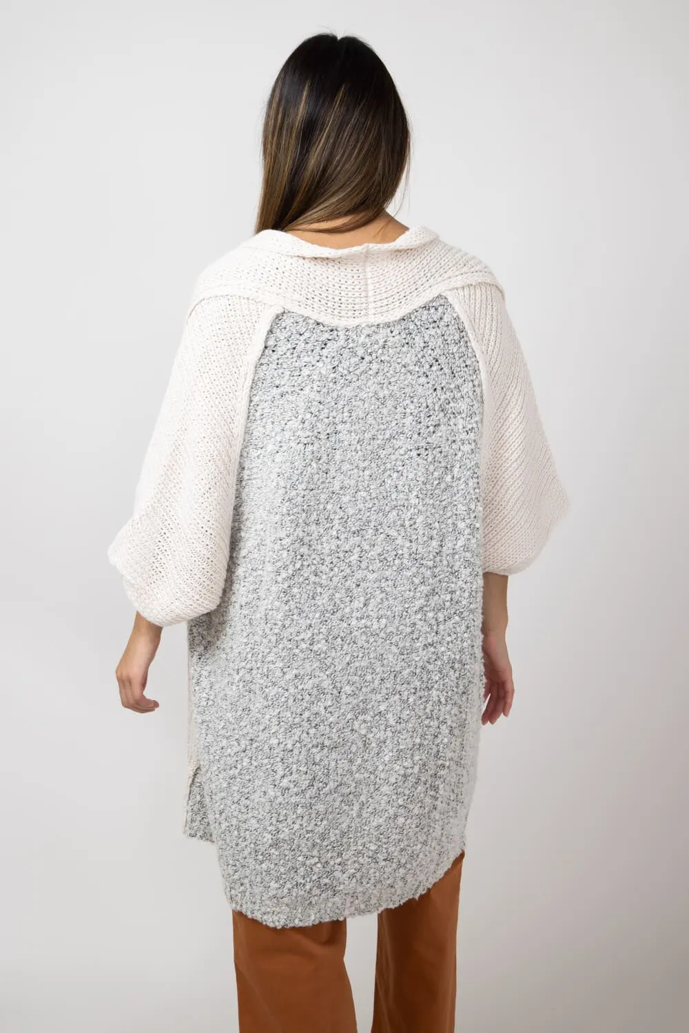 Elan Contrast Cardigan for Women in Off White | SW10950-A-WHT