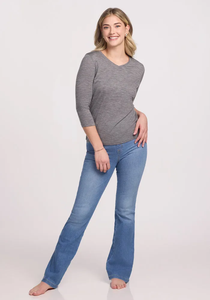 Elena V Neck - Graphite Heather