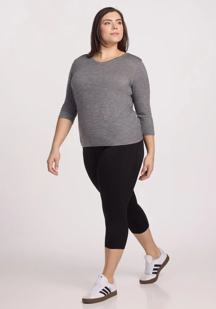 Elena V Neck - Graphite Heather
