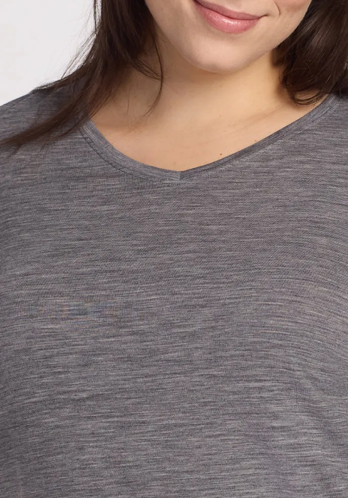 Elena V Neck - Graphite Heather
