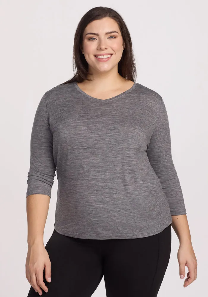 Elena V Neck - Graphite Heather