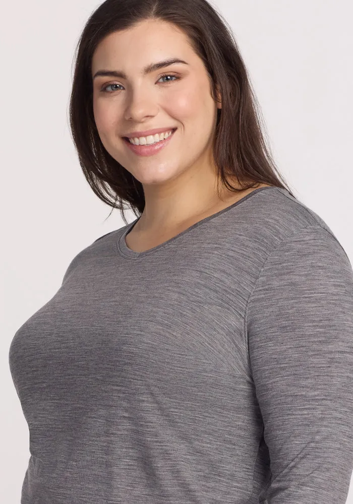 Elena V Neck - Graphite Heather