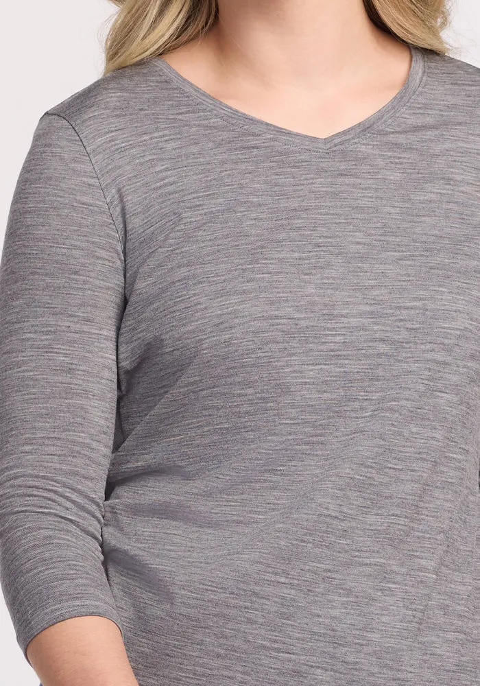Elena V Neck - Graphite Heather