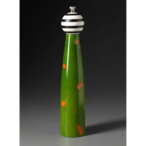 Ellipse in Green, Orange, Black, and White Wooden Salt Shaker or Pepper Mill Grinder Shaker by Robert Wilhelm of Raw Design