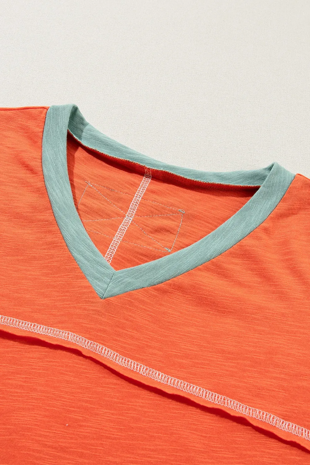 Elyne Color Block V-Neck Short Sleeve T-Shirt