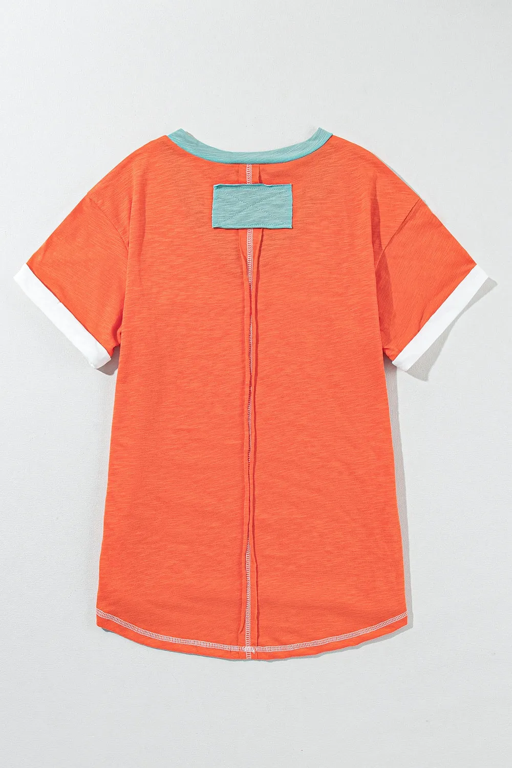 Elyne Color Block V-Neck Short Sleeve T-Shirt